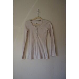 Balletcore Abercrombie & Fitch striped Y2K Henley Waffle Knit long sleeve size S